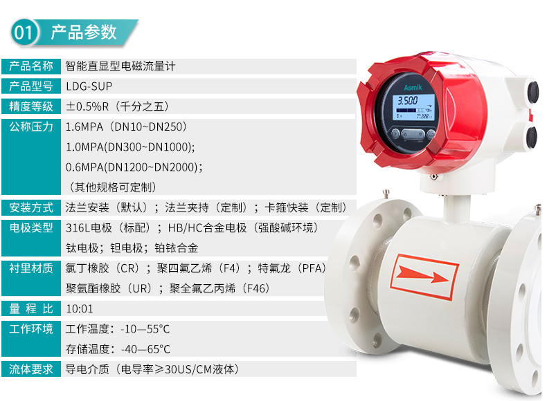 電磁流量計(jì)參數(shù)表